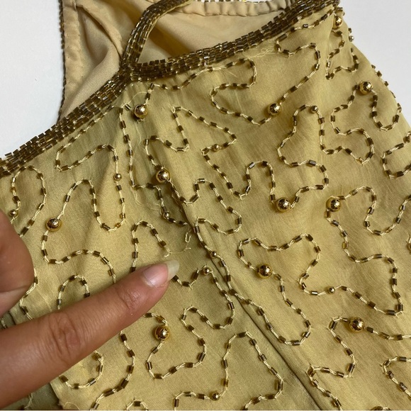 HOST PICK 🌟 Vintage 1960s Laurence Kazar Yellow Silk Beaded Floor-Length Gown 🌟 - Picture 15 of 16